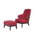 Modern Style Red Leslie Highback Fabric Armchair